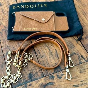 Brand New Tan Bandolier iPhone 10x max case and chain with gold links.